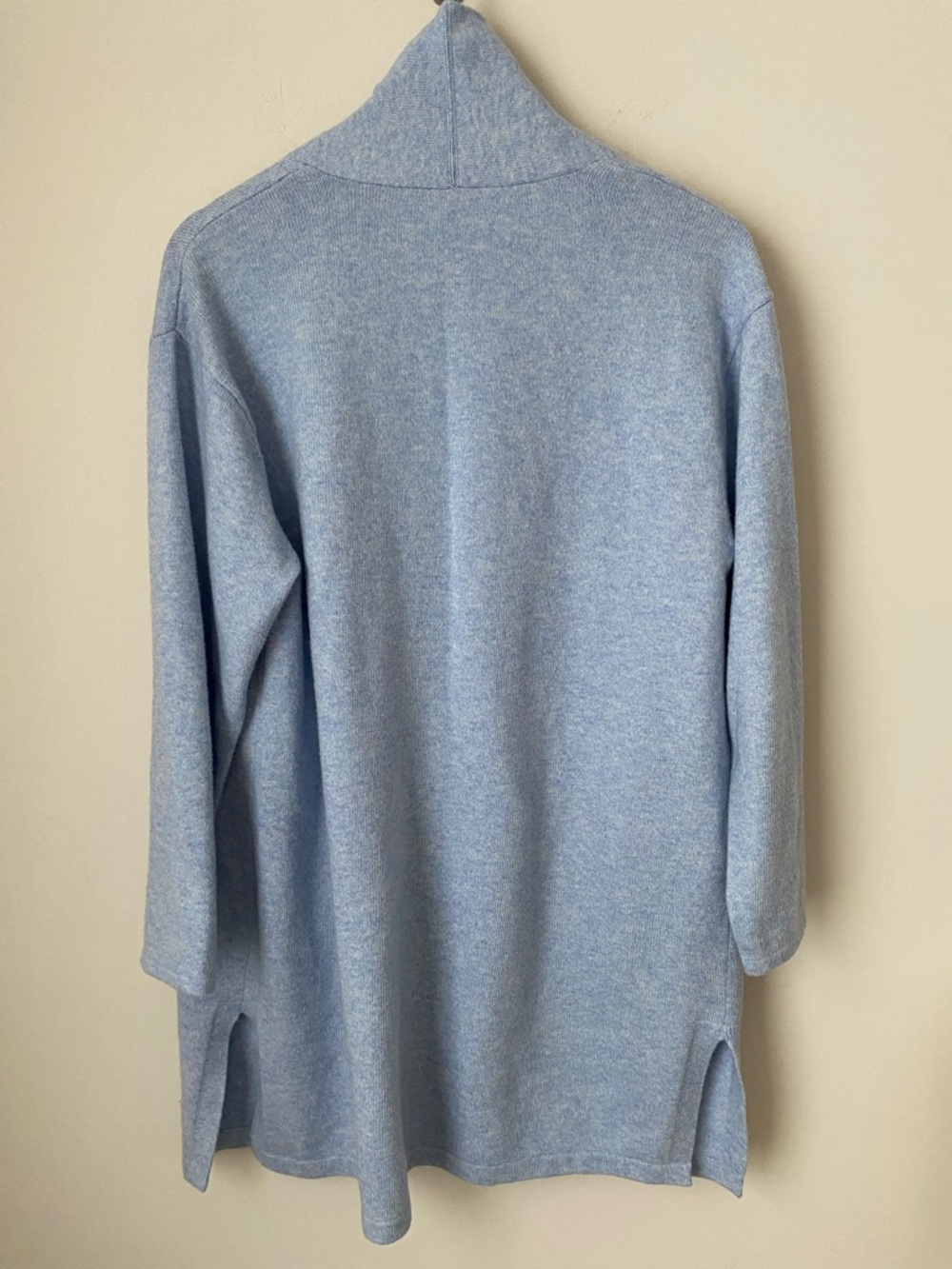 Talbots Heather Blue Long Sleeve Shawl Collar Cardigan Pockets Slits Petite XL - Picture 4 of 6